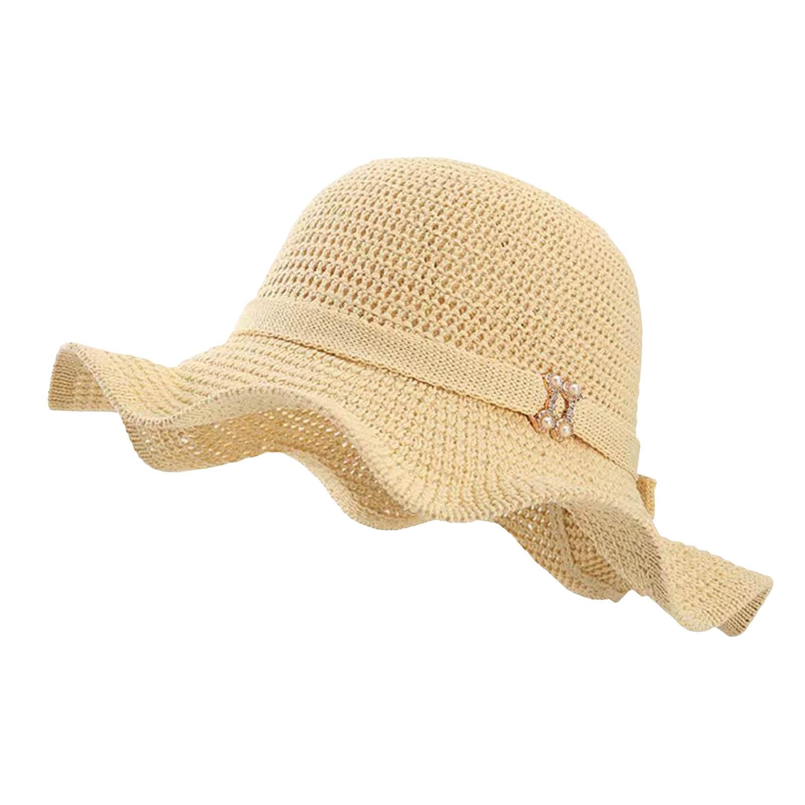 Fulidngzg Sombrero Mujer Gorro Pescador Mujer Sombrero Mujer Personalizado Protección UV Pamelas De Playa Verano Sombrero Paja Plegable Gorro Playa Mujer ala Ancha Sombrero Pescador Mujer Protección Sol