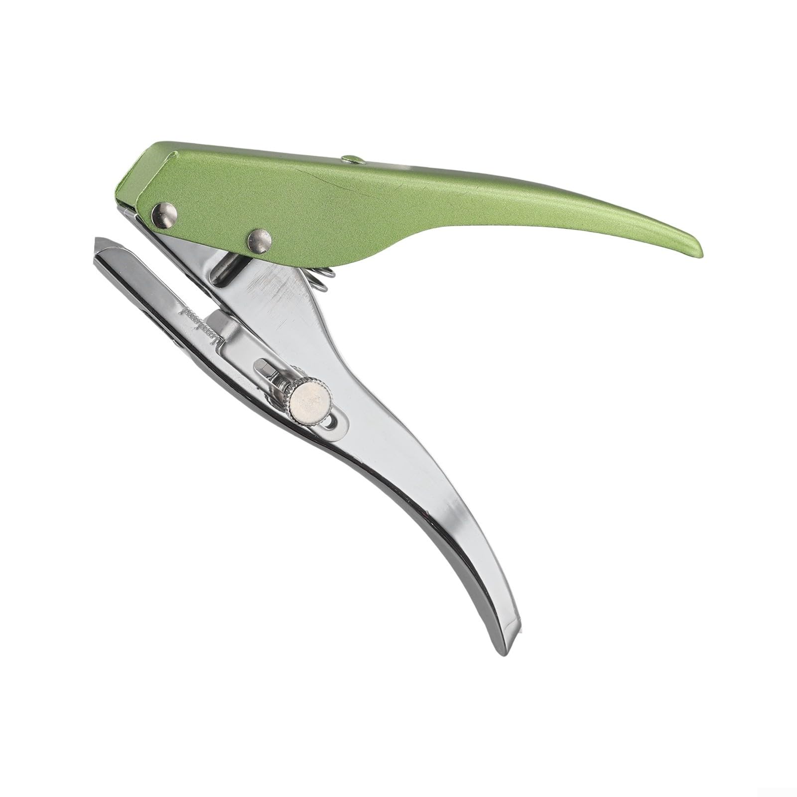 Metal Hand-Held Round Single Hole Punch 3-10mm Adjustable Circle for Paper ID Cards Photos Furniture Screw Hole Covers with Depth Stopper Silver Green(8mm)