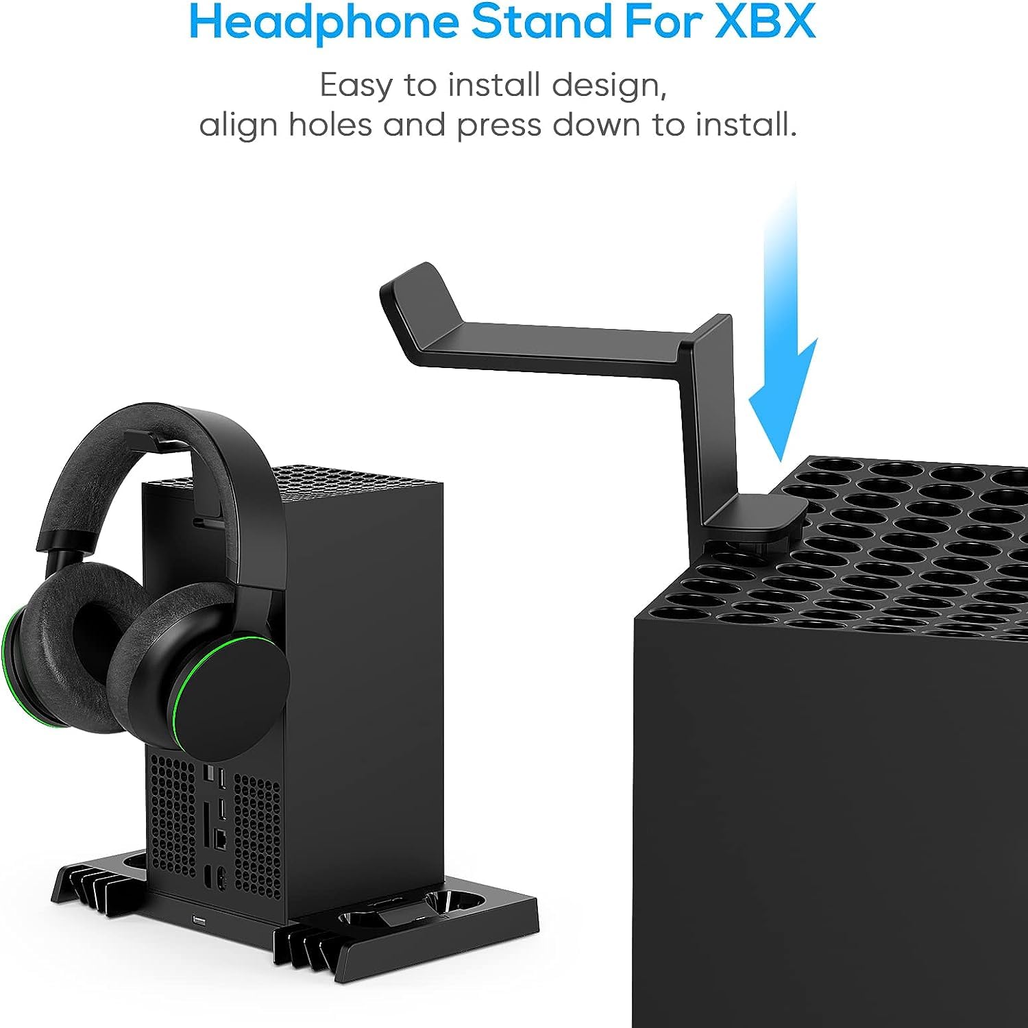 SGElectronix Supporto di raffreddamento verticale aggiornato per Xbox Series X con dock per stazione di ricarica per controller, doppia ventosa, accessori con 8 organizer per giochi, gancio per cuffie