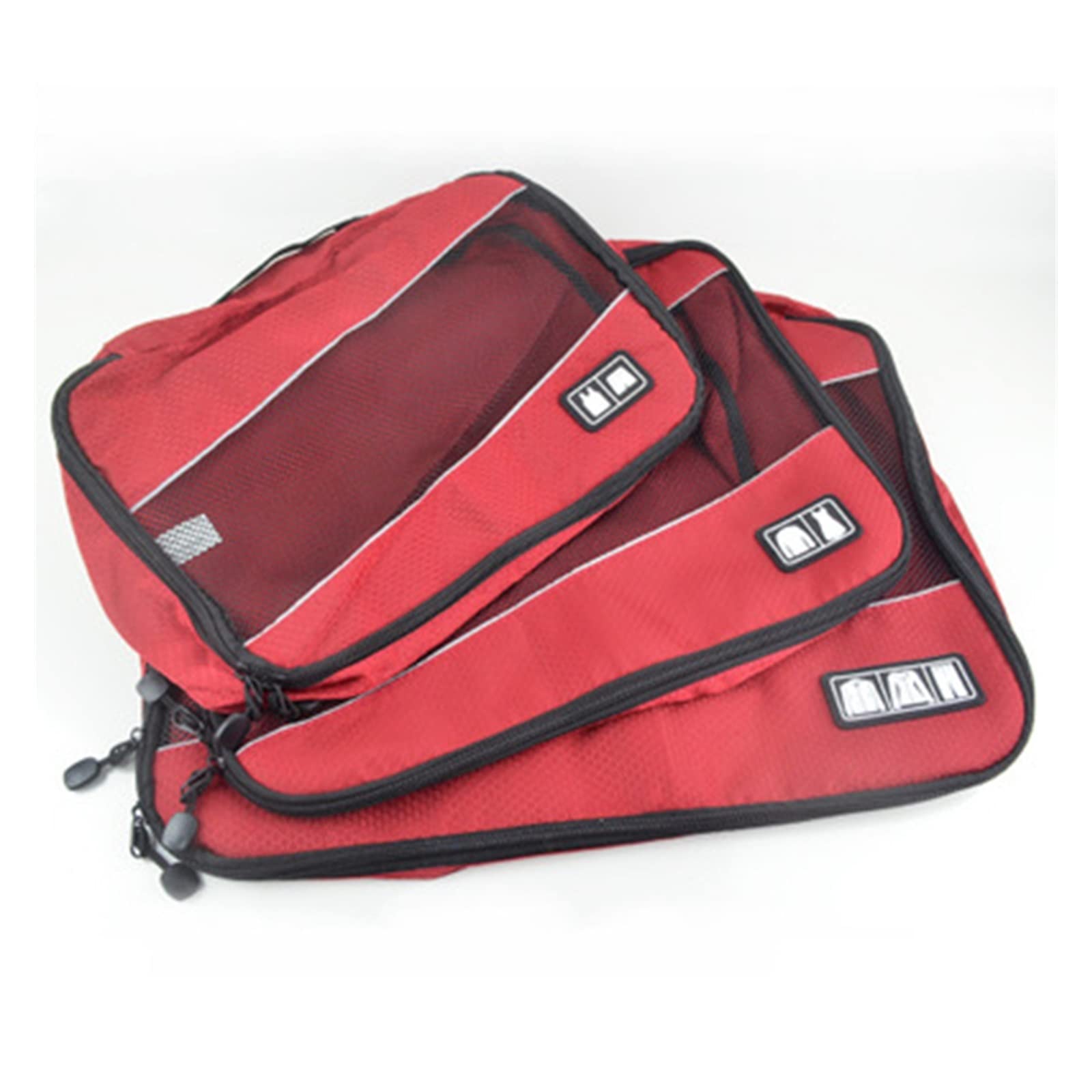 Bolsa de Almacenamiento de Viaje 3pcs/Set Libraje de Viaje Organice Bolsas de Almacenamiento for Camisas Ropa Interior for Ropa de Malla Transpirable Cubo de Embalaje (Color : Red, Size : One Size)