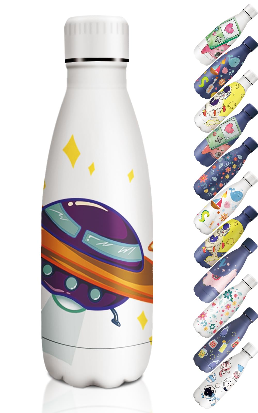 HoneyHolly Trinkflasche Edelstahl, Thermosflasche 350ml, BPA-frei Auslaufsichere Vakuum Isolierte, Thermoskanne, Doppelwandige Isolierflasche für Fahrrad, Reisen, Sport, Yoga, Camping, Schule
