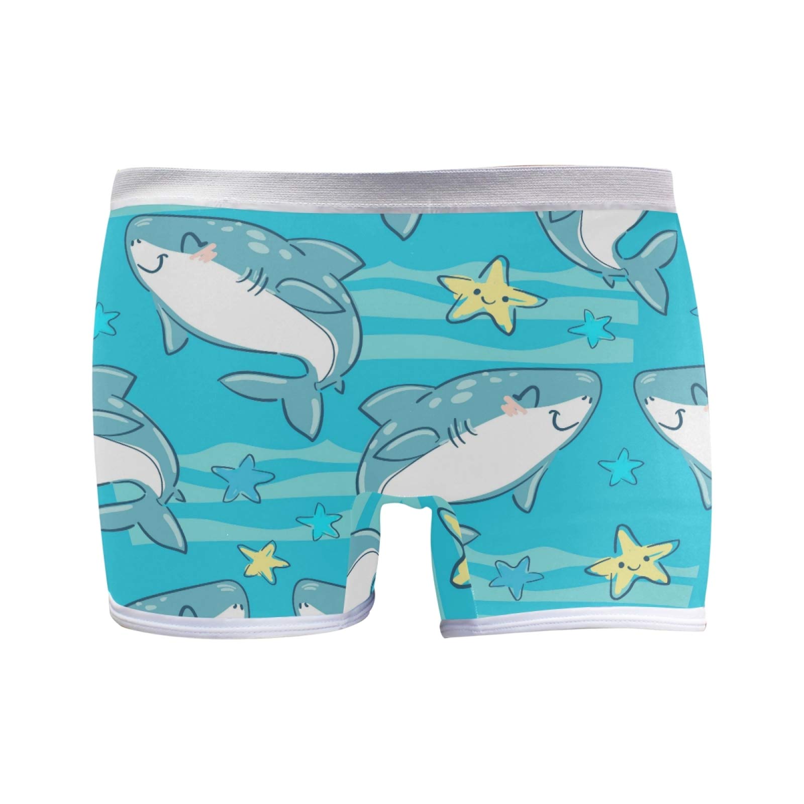Puxuqu Women's Multicoloured Boyshort Boxers Shorts Cute Shark Starfish Boxer Briefs Panties Underwear For Girl Lady