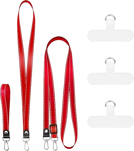 Correa de cordón para teléfono, 1 cordón de muñeca, 1 correa para el cuello, 1 cordón ajustable para cruzar, 3 almohadillas de TPU transparente