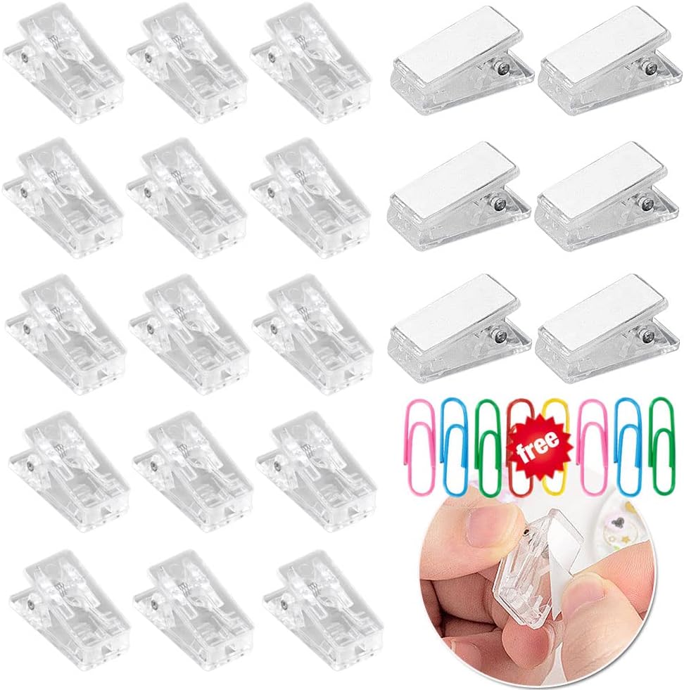 Self Adhesive Clips, 20Pcs Clear Wall Tapestry Clips Plastic Sticky Spring Clips for Hanging