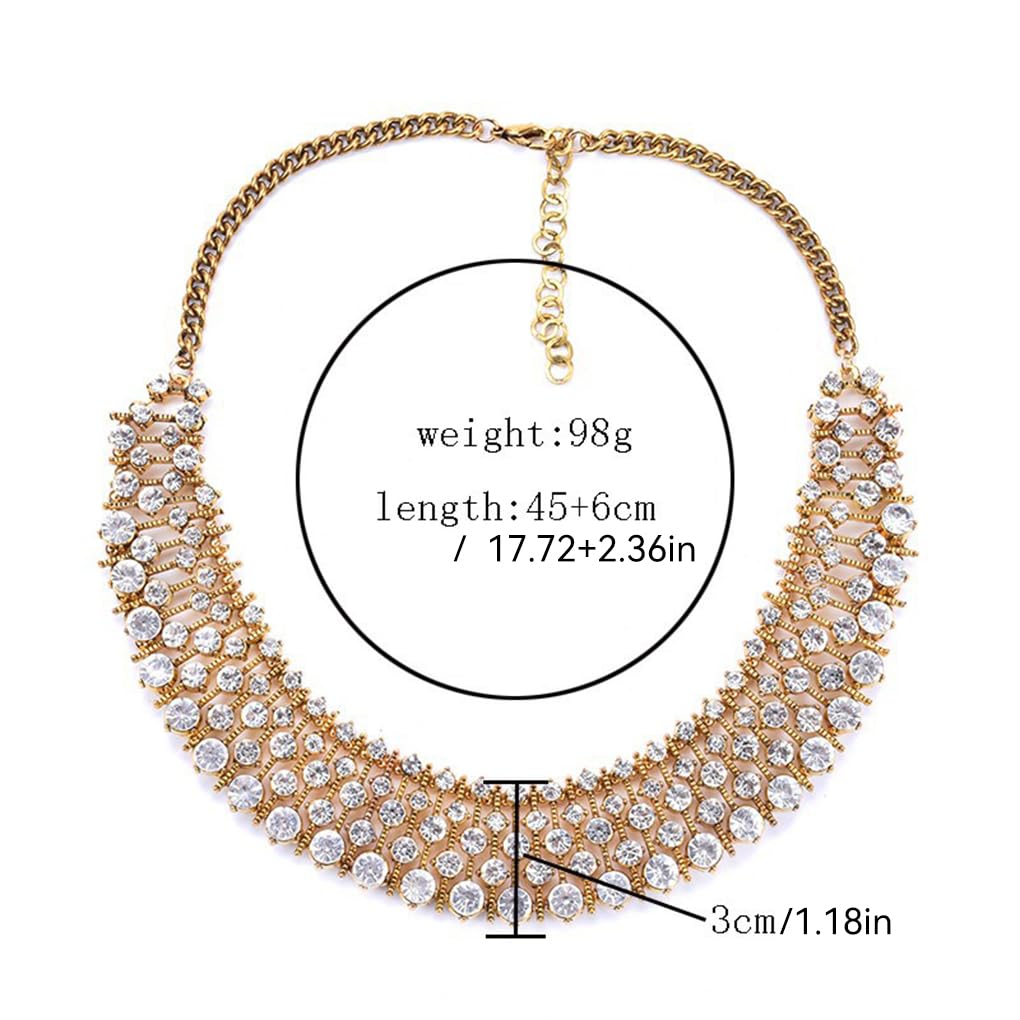 Damen-Halsband, Hochzeit, Kristall, dekoratives Halsband, Strass, Bankett, Halskette, modischer Halsschmuck, elegante Dekoration, goldfarben, 5er-Set