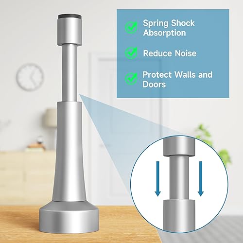 Miniatura 2 de 3 topes de puerta de resorte, topes de puerta de aluminio para parte inferior de la puerta, tecnología de absorción de golpes hidráulicos, tapón de