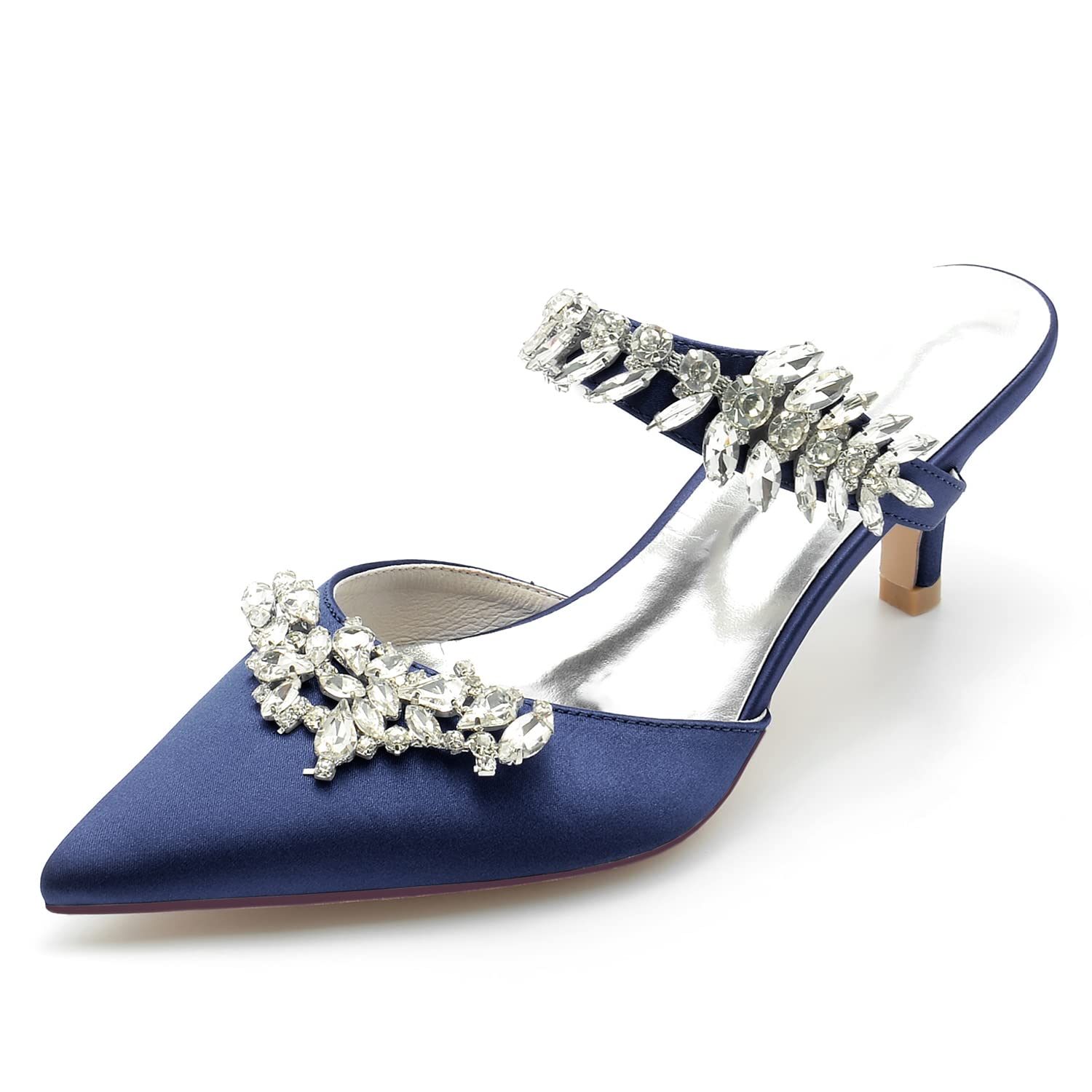 Slingback haut talons pompes à bout pointu et strass de mariage - 6