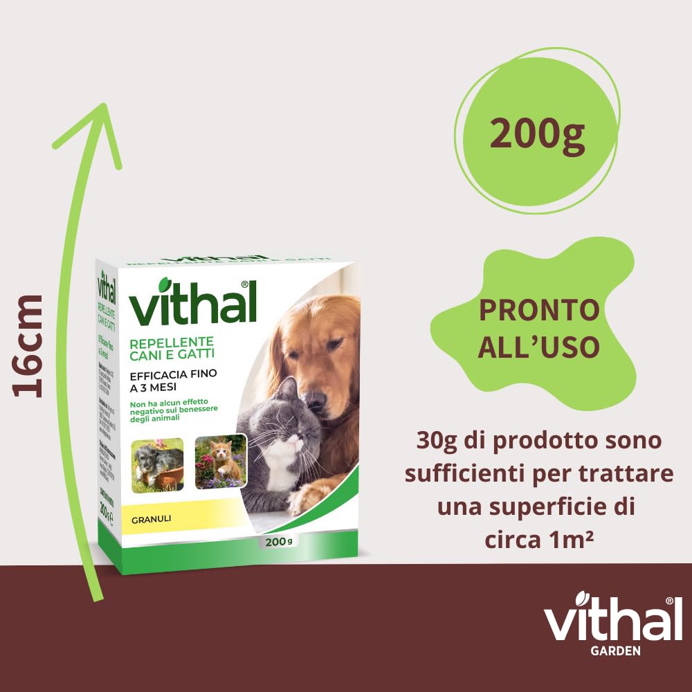 VITHAL Repellente Cane e Gatto in Granuli 200gr - Protezione Superfici e Ambienti Interni e Esterni, Fino a 3 Mesi