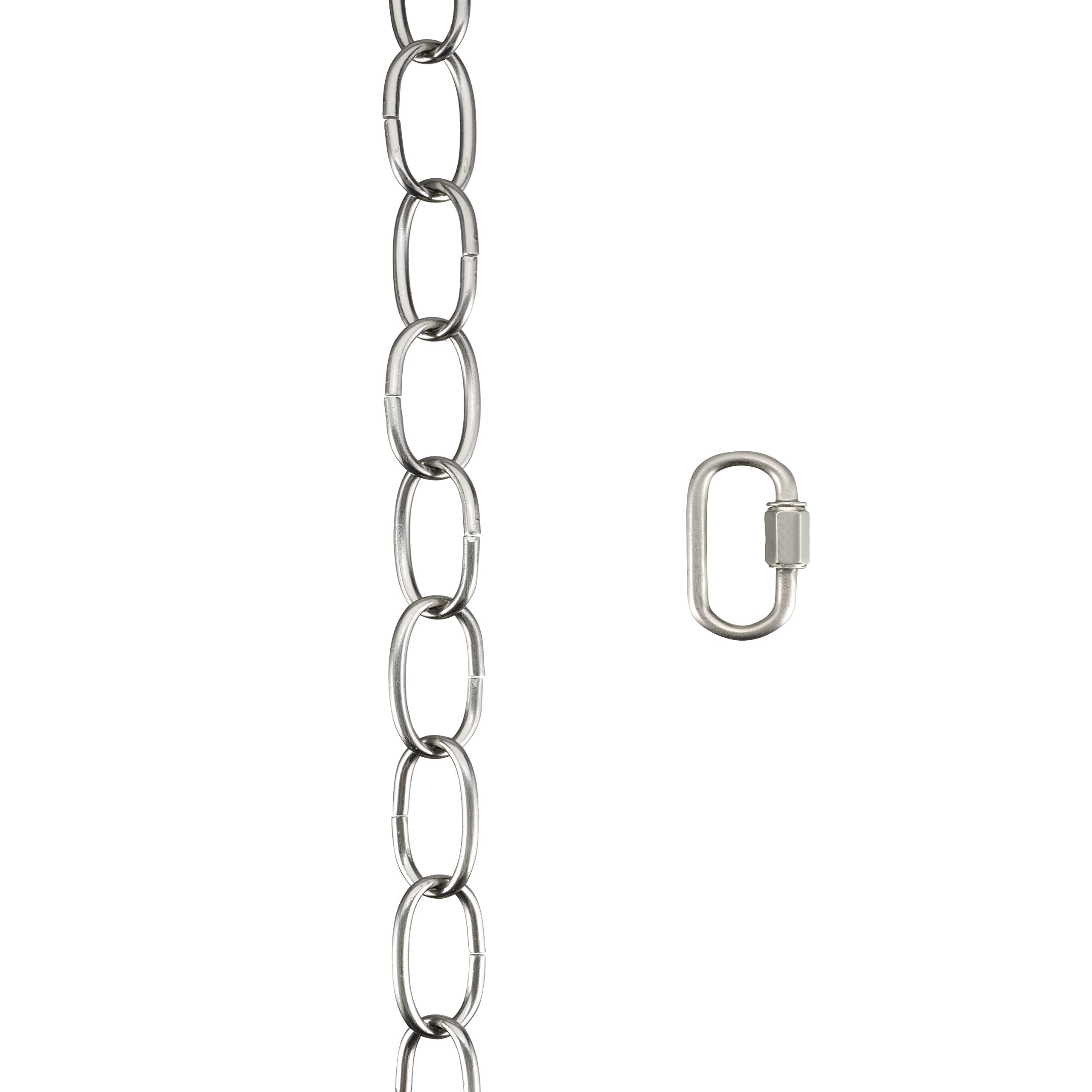 Aspen Creative 21107-31,Steel 20 Feet Heavy Duty Chain &amp; Quick Link Connector for Hanging Up Maximum Weight 40 Pounds-Lighting Fixture/Swag Light/Plant in Brushed Nickel.11 Gauge.