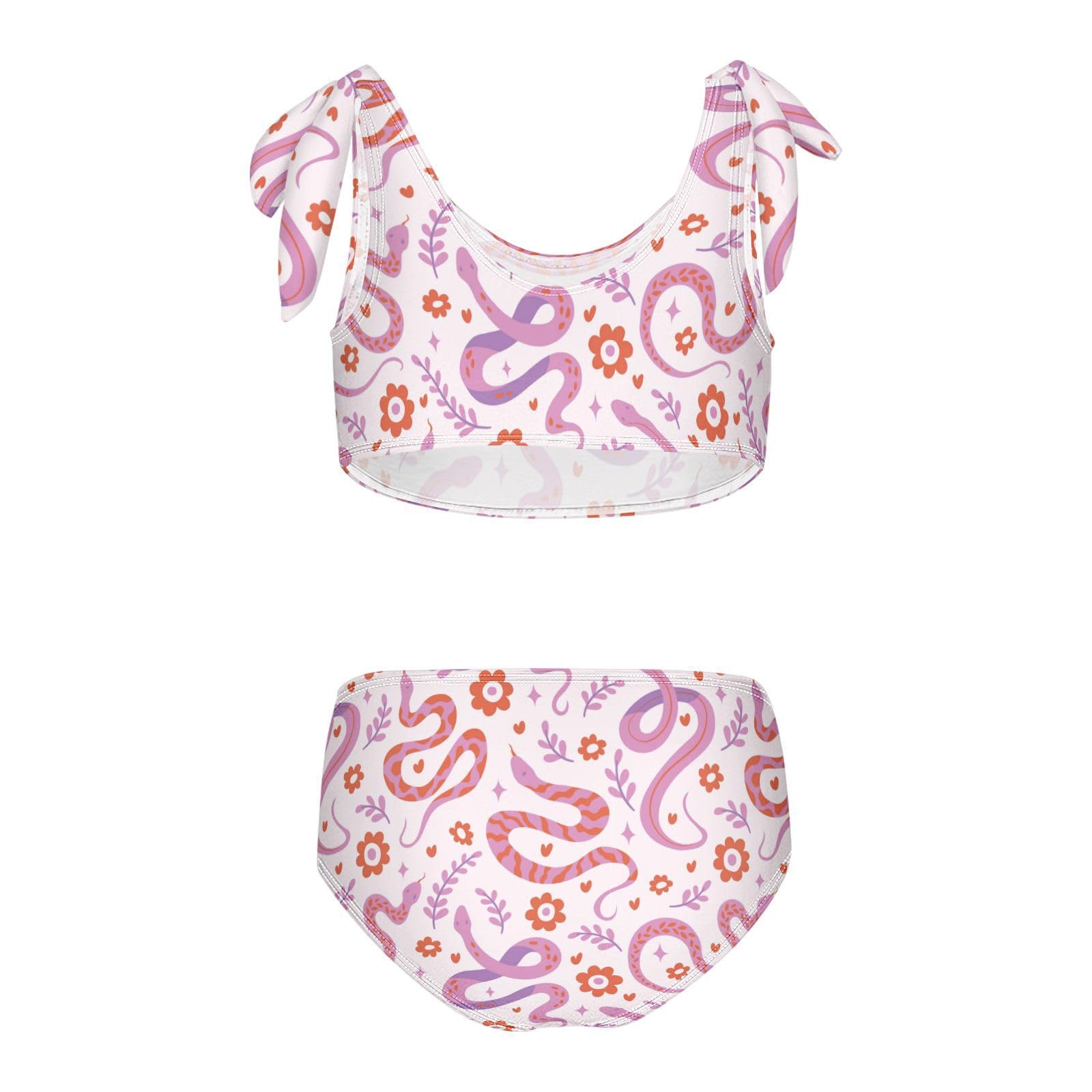 Wusikd Cute Snake Girls Swimsuits Two Piece Swimwear Bikini Set for for Girls Size 5-6T Multi
