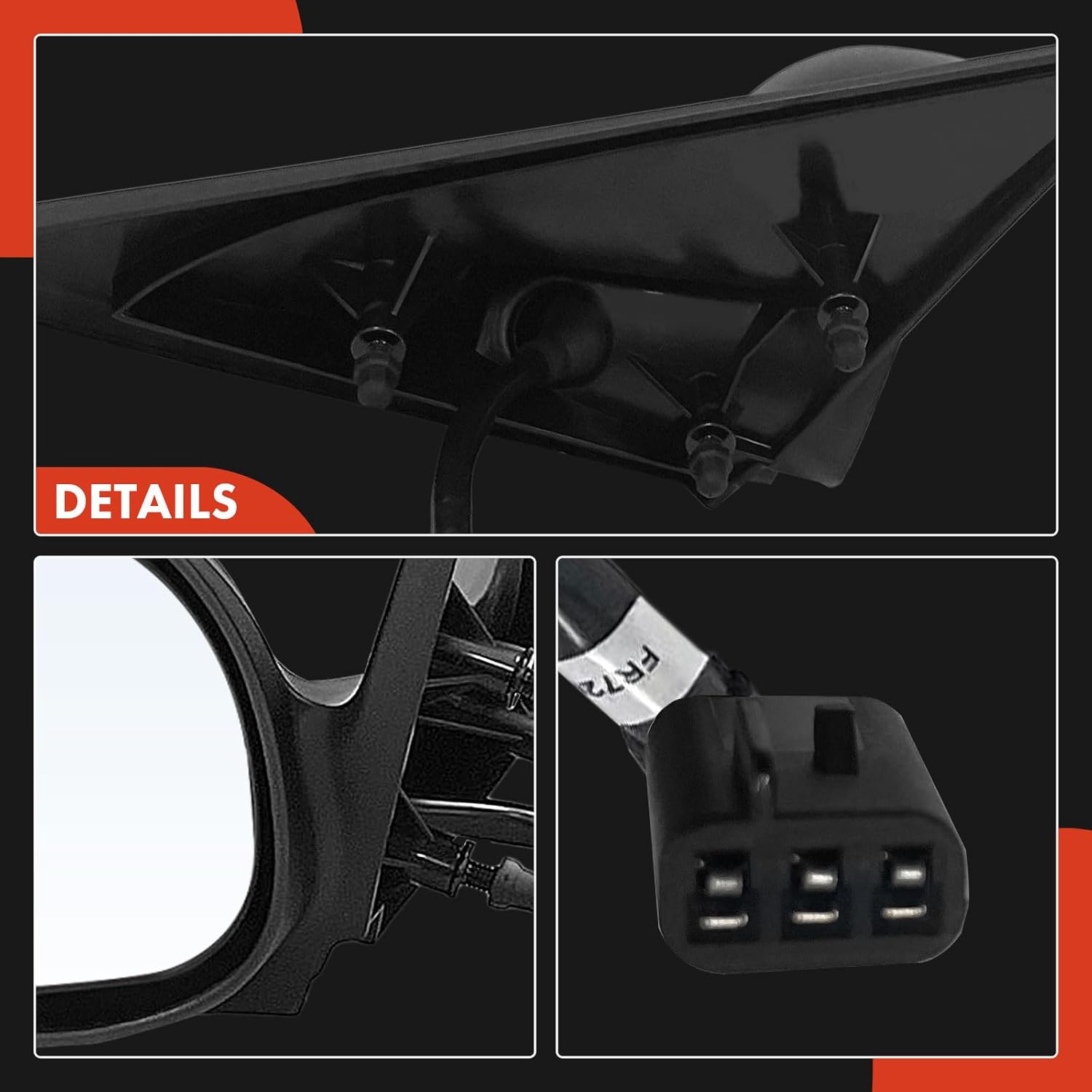 A-Premium Pair (2) Driver and Passenger Side Power Door Mirror - Compatible with Ford Mustang 1999-2004 - Non-Heated, Non-Folding, Black Texture Outside Rear View Mirror - Replace# XR3Z17682AA