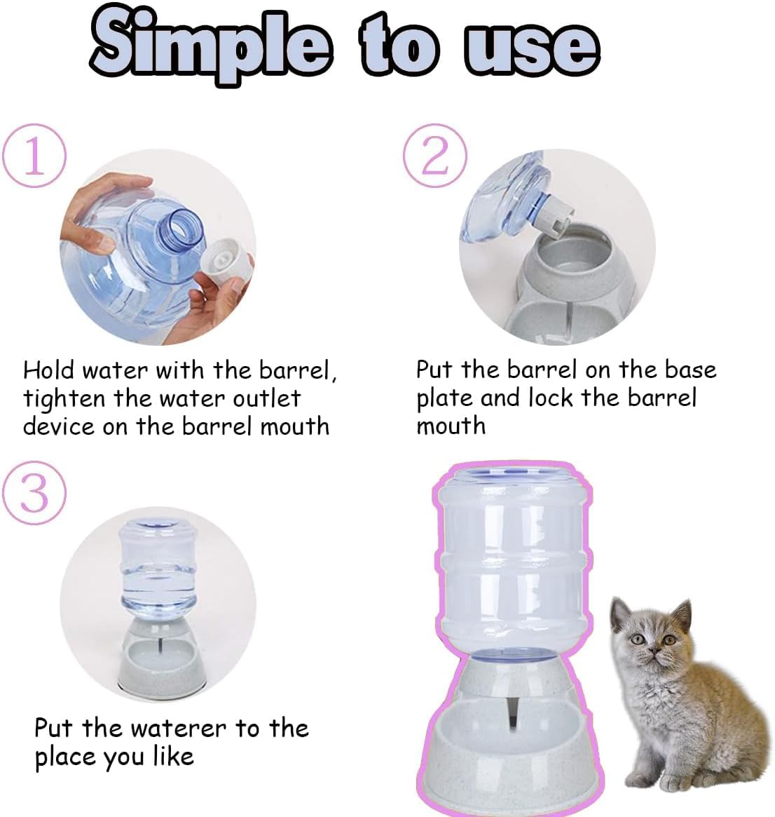 Gravity Pet Feeder and Water Dispenser Set, 3 Gallon/11L Automatic Dog Feeder and Dog Water Dispenser for Dogs Cats Pets Animals Large Capacity 3
