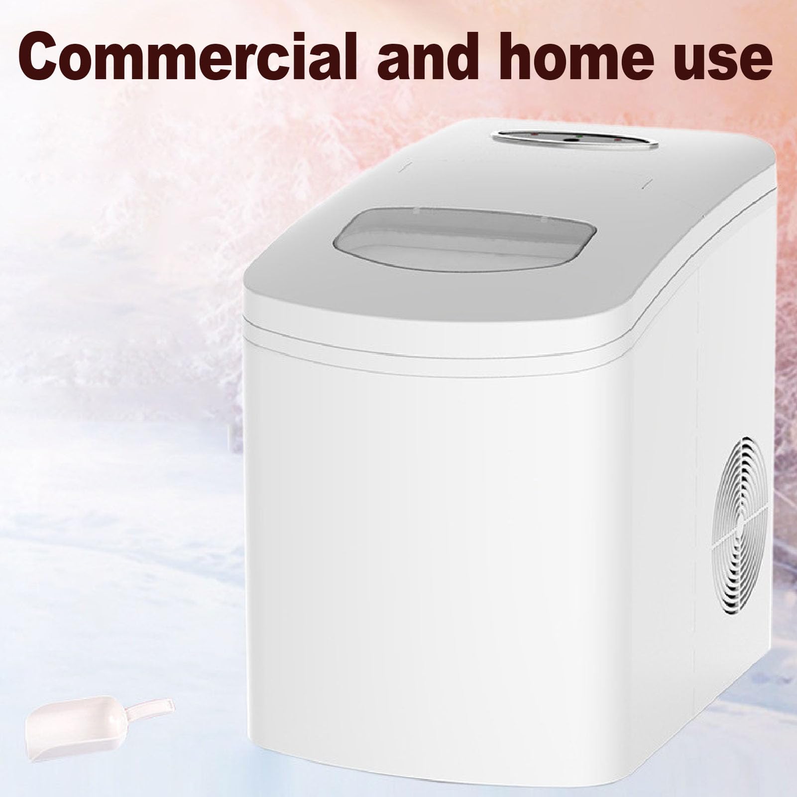 Small Ice Maker, Portable Countertop Ice Machine, Round Ice Maker Machine, Full Automatic, Space Saving, for Home, Kitchen, Bar, Party, etc (US Plug)
