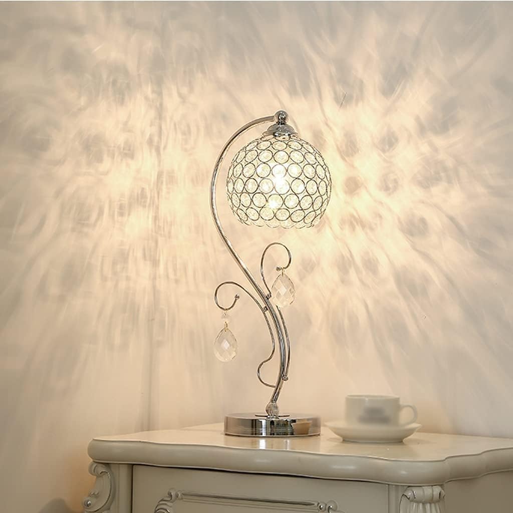 Lampada da scrivania con paralume in cristallo, per comodino, stile moderno, E27, base in metallo, lampade da tavolo per la casa (interruttore touch)
