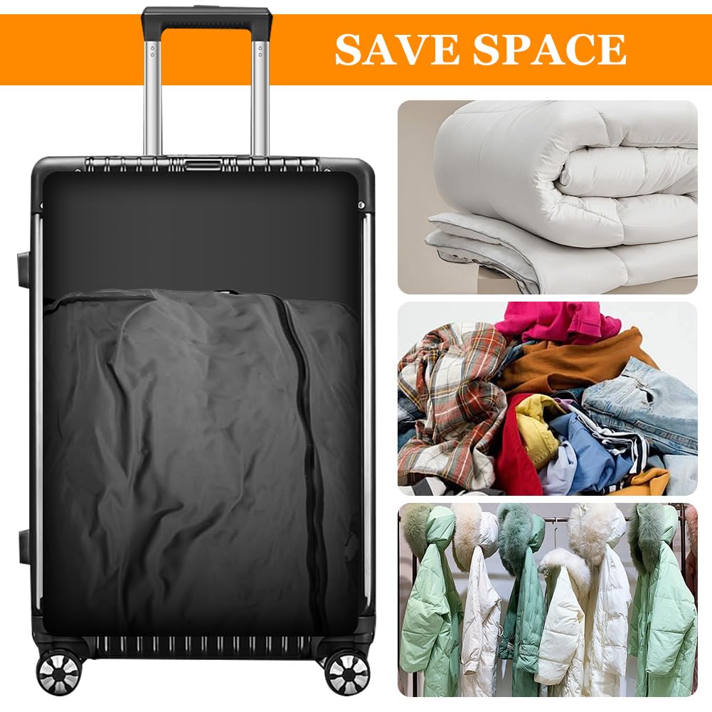 Vakuumbeutel Für Kleidung Wiederverwendbar TPU Vakuumierbeutel Mit Luftdichtem Ventil Reise Nylon Organizer Mit Wasserdichtem Reißverschluss Luftdichte Packwürfel Für Koffer Rucksack(2 Stk +1 Pumpe
