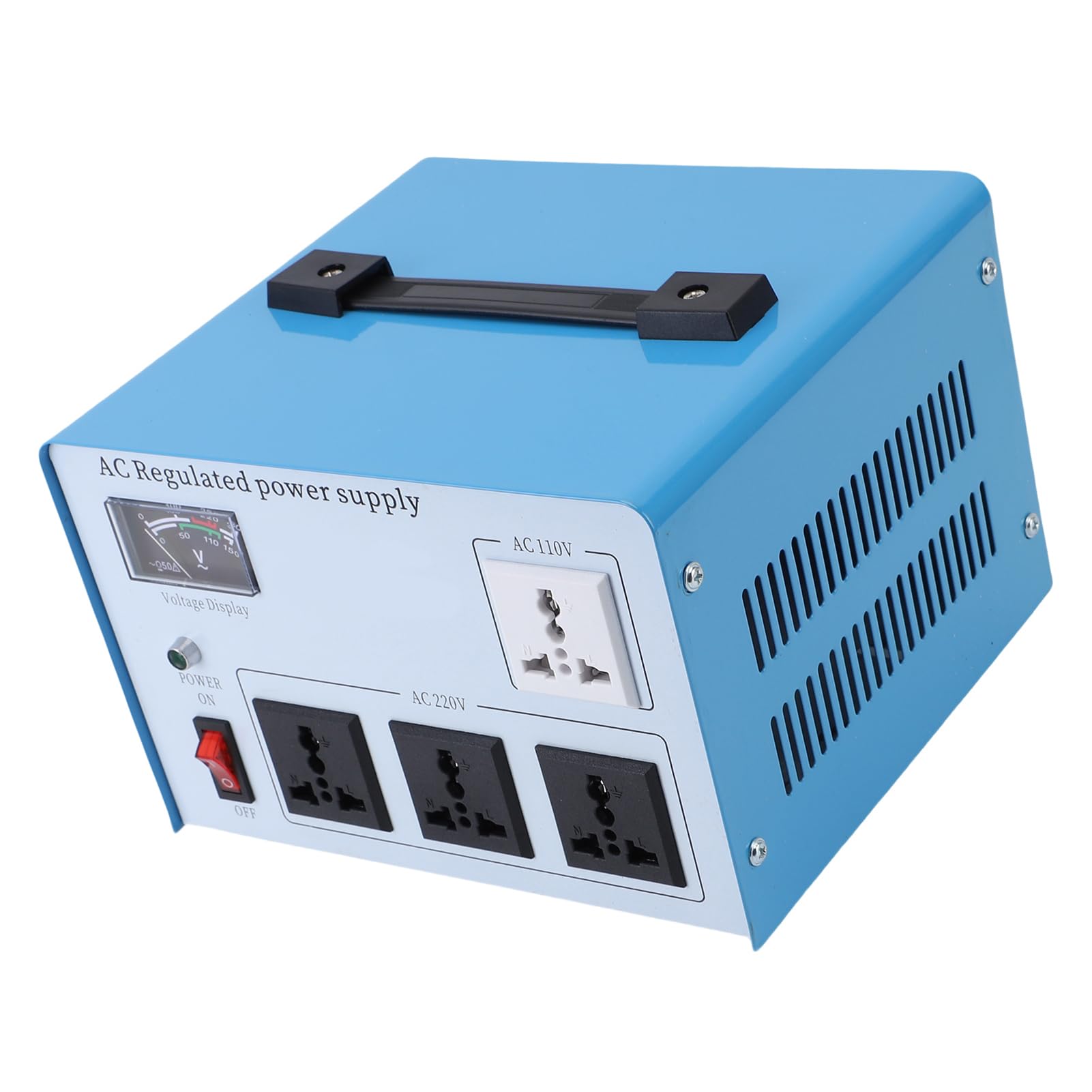 AC-geregeltes Netzteil, 1500-W-Spannungswandler-Transformator, Einphasiger Automatischer ABS-Spannungsregler mit 4 Universalsteckdosen für Computer, Kameras, Heimbüro (160–250 V EU-Stecker)