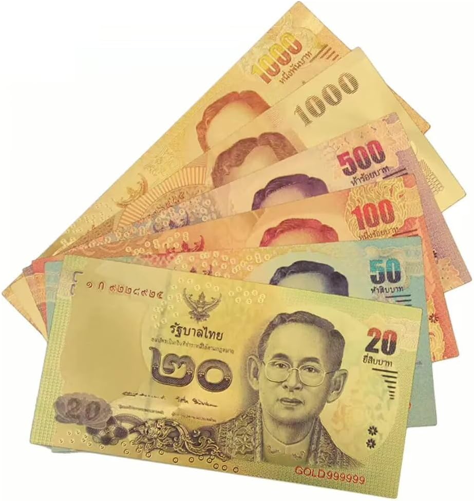 6pcs Limited Edition Gold Thai Baht Bills Set - Novelty Currency - Unique Gift Idea