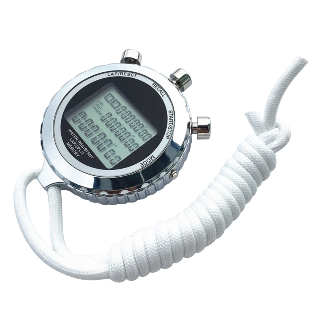 Cabilock Cronómetro Digital Profesional Temporizador Blanco de 3 Columnas de Acero Inoxidable con Cronógrafo y Pantalla LCD para Entrenamiento Deportivo y Análisis