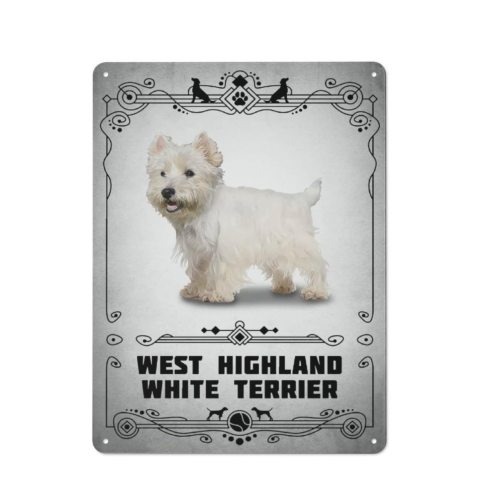 Junmoney Style-9 Highland White Terrier Printed Metal Sign 40X30cm For Dining Room Or Kitchen, For Kitchen Wall Decor Lovers