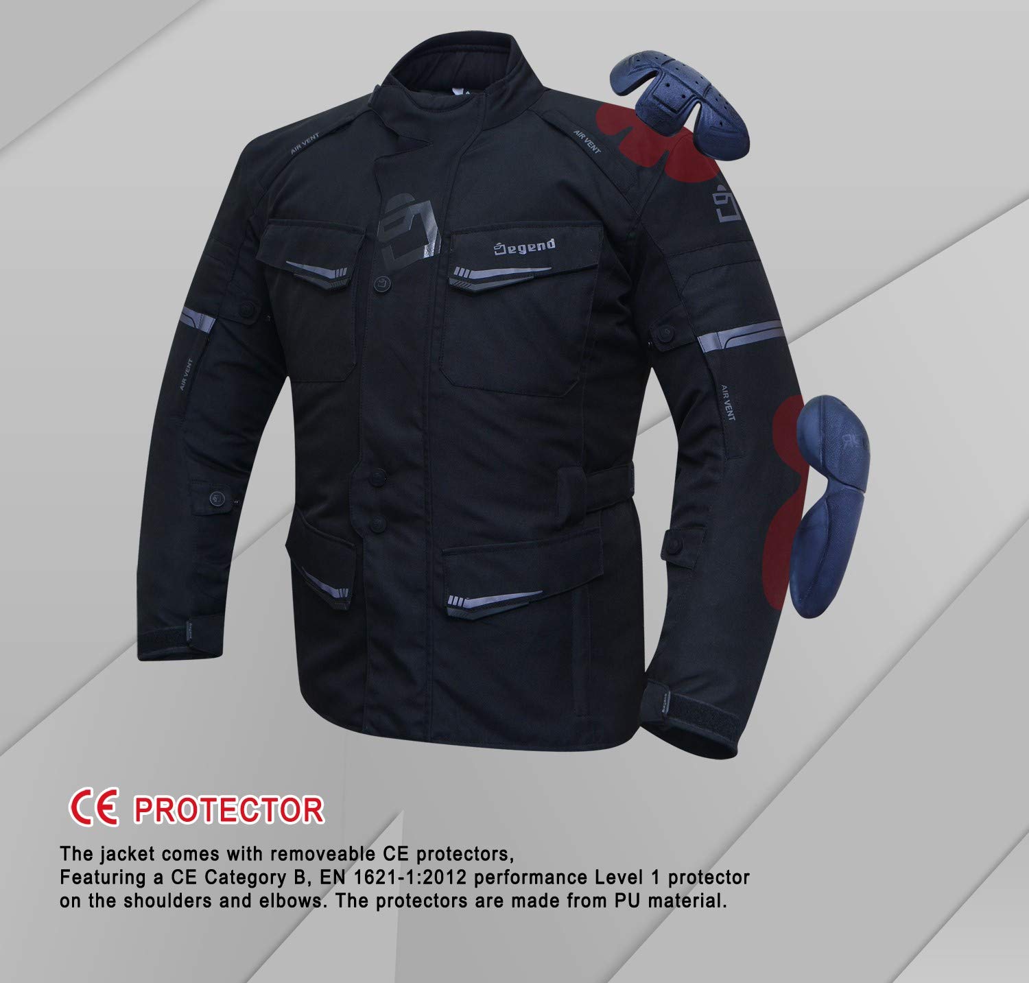 TRAVEL MAN | Motorradjacke Herren mit Protektoren [ Schulter & Ellbogen ] Motorrad Trail Jacke + Herausnehmbares Winterfutter - Homologiert