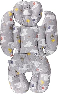 Thick Padded Baby Stroller Insert Liner Car Seat Cushion Mat Universal Soft Breathable 3D Air Mesh Cotton Baby Seat Cushion Infant Seat Pad Cover for Pushchair Pram Stroller Buggy (Cartoon Grey)