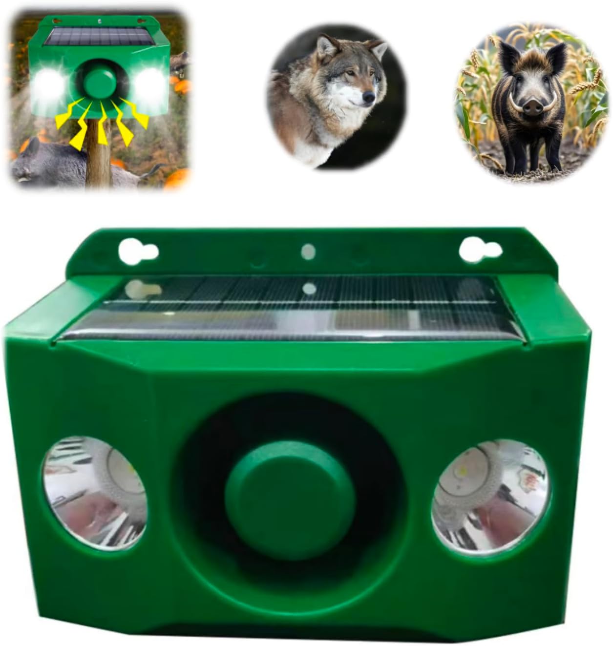 Beast Repellent Solar Warning Lights with Loud Volume, SolarWarningLights 5 Modes with Loud Volume, Solar Lights Outdoor with Alarm for Orchard Farm Barn Yard