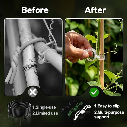 Miniatura 3 de 50 clips de plástico seguros para plantas, clips de jardín para plantas trepadoras, clips de plástico para soporte de plantas, clips de fijación de