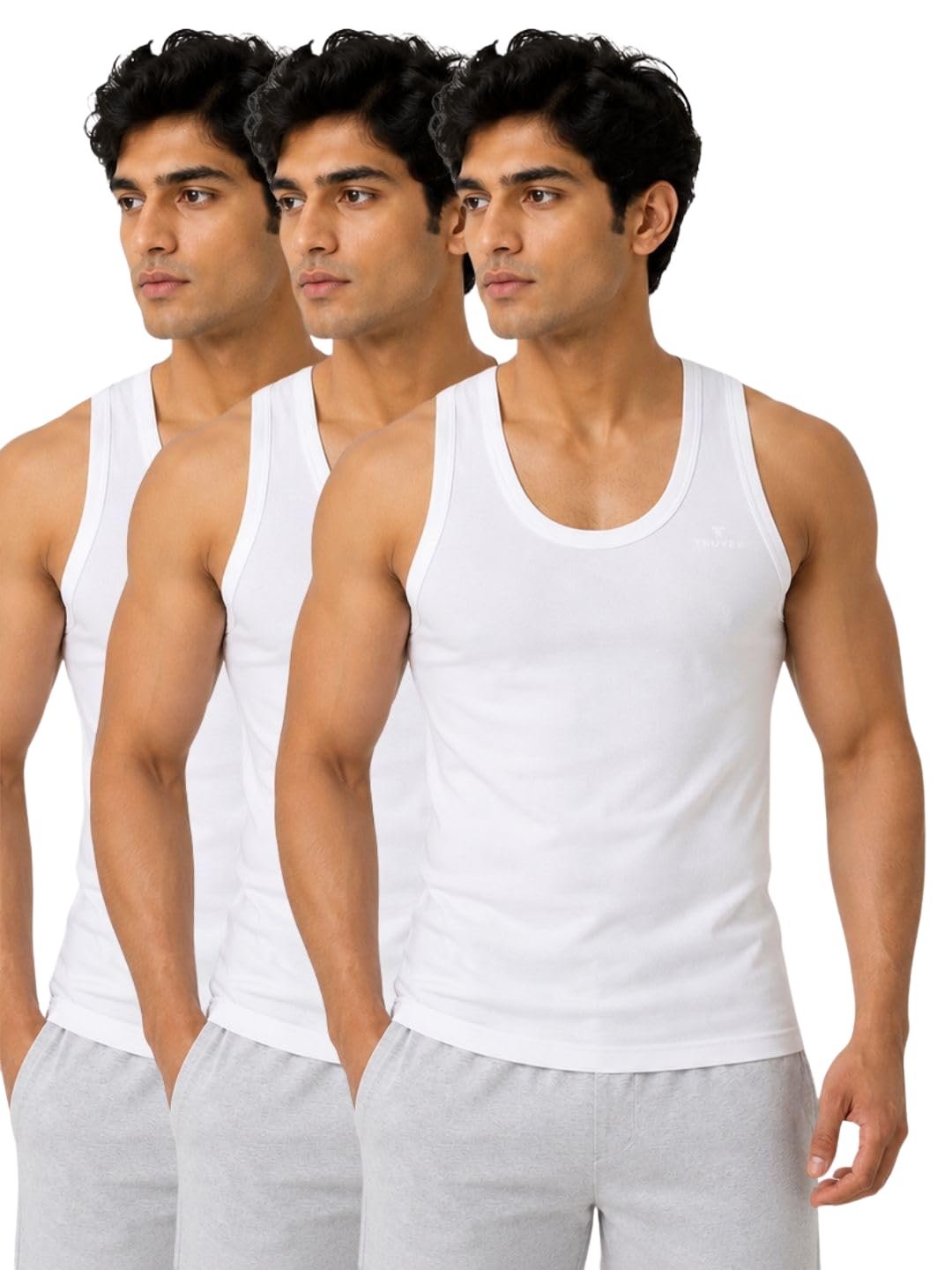 Men's Sleeveless Vest | 100% Pure Combed Cotton | Soft, Breathable & Skin Friendly Fabric | Premium Comfort Innerwear | Regular Fit Pack of 3-image-28
