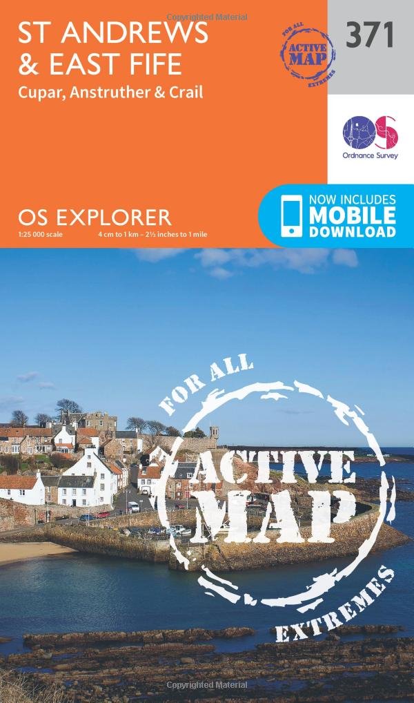 St Andrews & East Fife Map | Weatherproof | Cupar, Anstruther & Crail | Ordnance Survey | OS Explorer Active Map 371 | Scotland | Walks | Hiking | Maps | Adventure