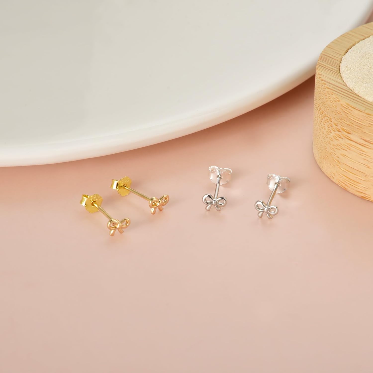 Tiny Bow Earrings for Women Cute Gold Stud Earrings Simple Minimalist Small Dainty Earrings 4mm - Image 2