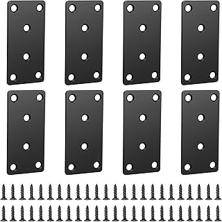 Flachverbinder Flacheisen Gelocht Holzverbinder Verbinder Metall Lochplatte Verbindungsblech Metallverbinder mit Schrauben Flat Brackets for Wood für Holzstühle Holzmöbel Fenster Bretter 80 × 40 8Pcs
