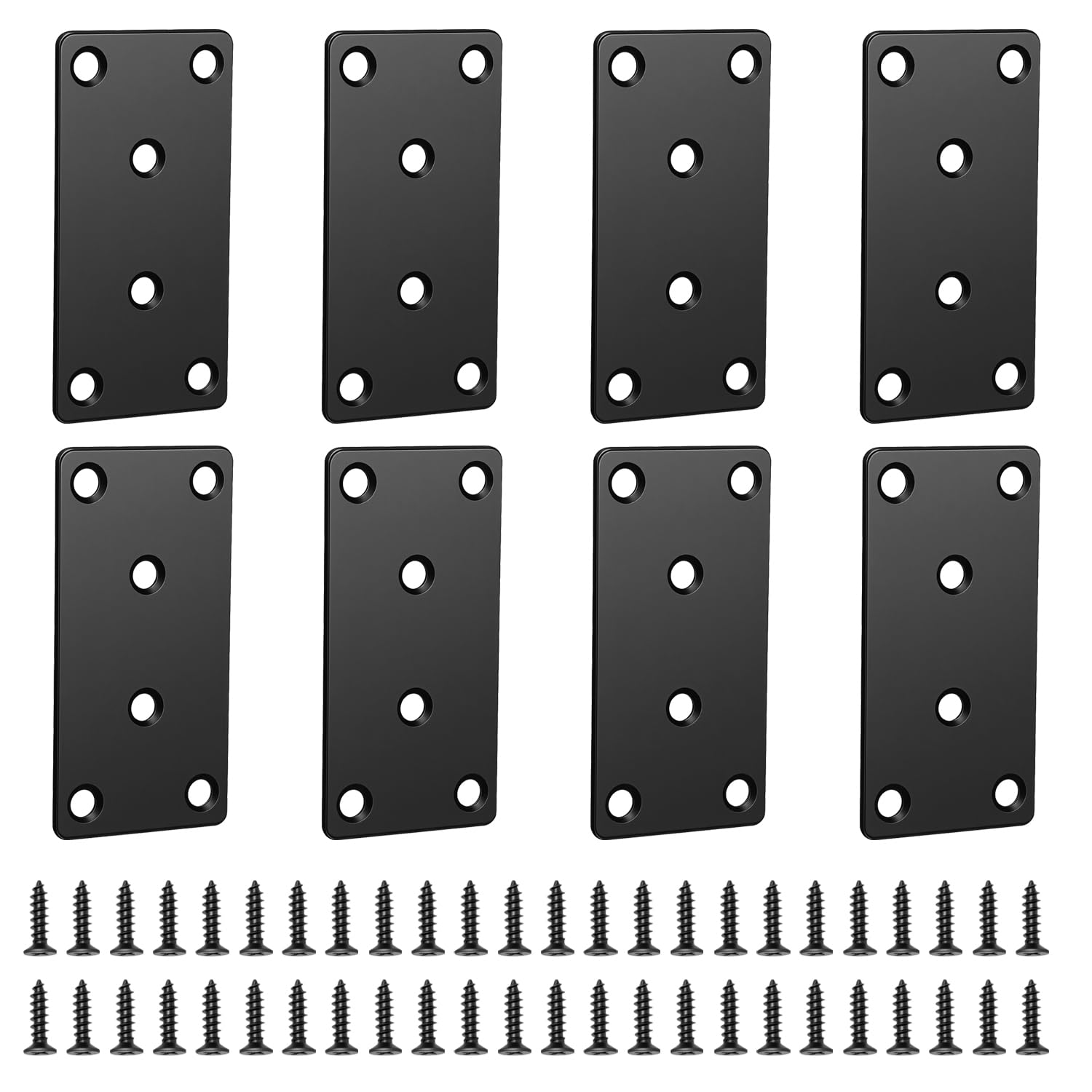Flat Brackets for Wood Metal Brackets for Wood Mending Plates Flat Metal Brackets Flat Joining Plates for Wood Heavy Duty Metal Plate with Screws for Tables Cabinets Bookshelves 8Pcs 1.57’’ x 3.14''