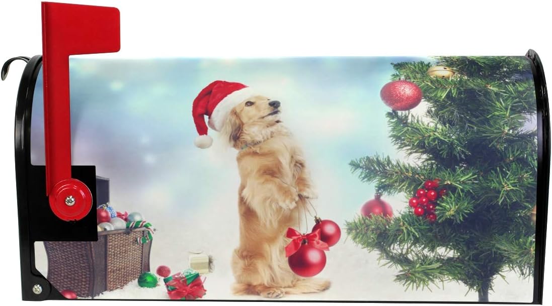 senya Home Garden Dachshund Dog Christmas Magnetic Mailbox Cover Standard