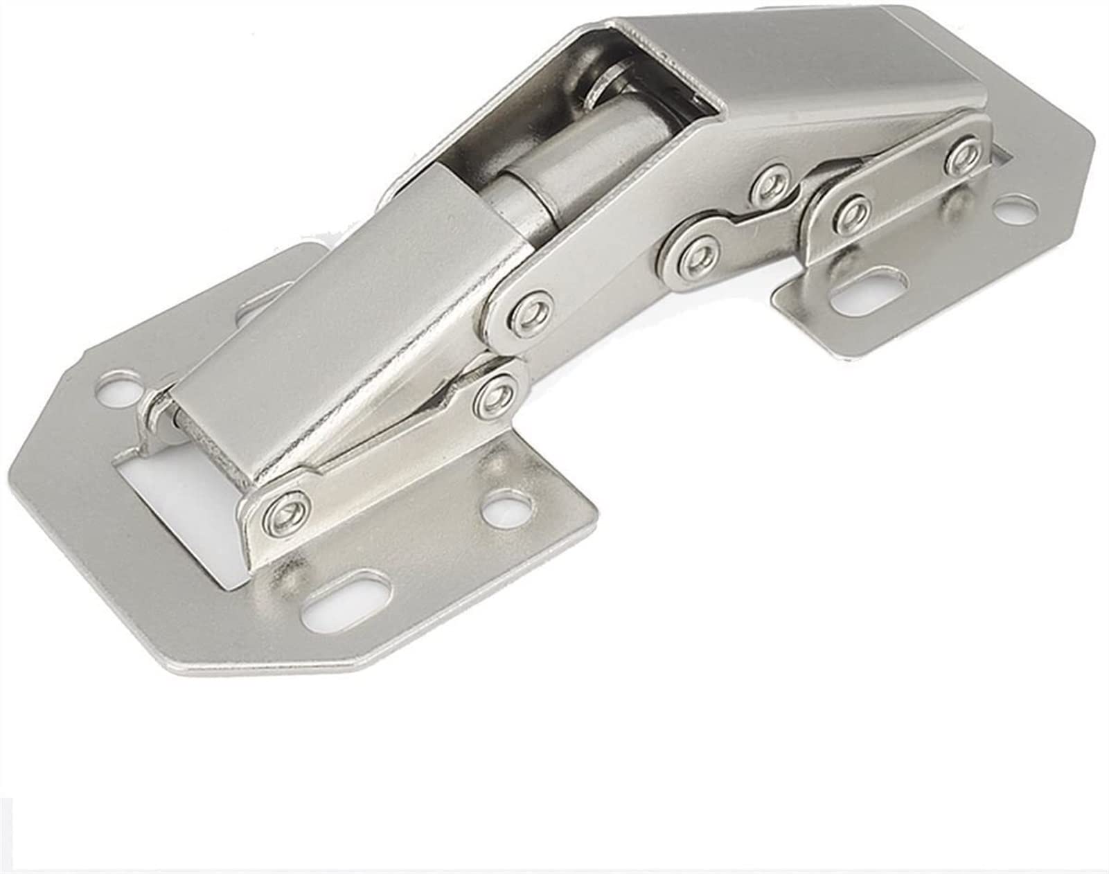 4-Pack Punch-Free Hinges, Thickened Clothes Cupboard Doors, Wardrobes, Hydraulic Buffer Damping, Slotted Hinges, Cold-Rolled Steel Hinges