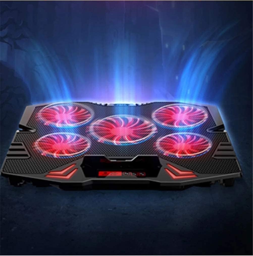 Laptop Cooling Pad Notebook Cooler for Desk and Lap Use Laptop Fan Stand 5 Adjustable Heights with 5 Quiet Fans and Phone Holder for 12-17 Inch Laptops (Color : Blue) (Blue)