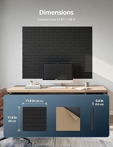 Miniatura 9 de Paquete de 12 paneles de pared insonorizados autoadhesivos de espuma insonorizados, paneles acústicos de alta densidad para tratamiento acústico,