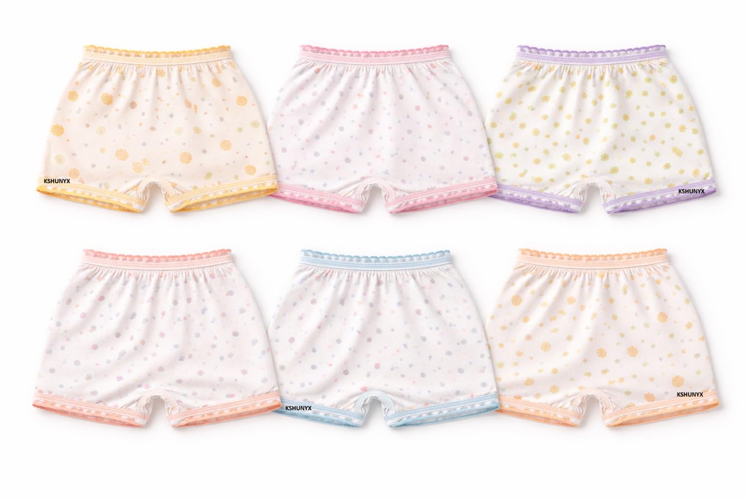 Baby Cotton Bloomers Pack of 6 | Soft Printed Kids Bloomer Shorts for Boys & Girls | Breathable Elastic Waist (White)-image-8