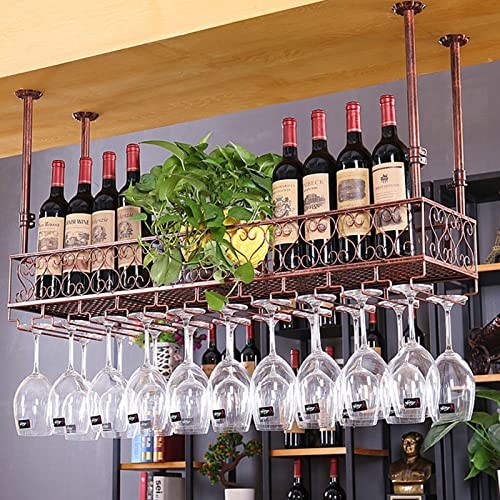 Rangement pour bouteilles suspendu et étagère à vin de plafond en métal ajustable - 6