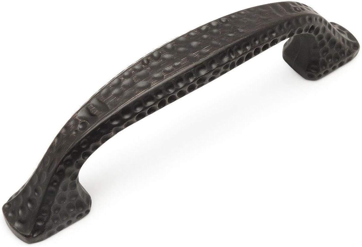 Cosmas 10 Pack 10553ORB Oil Rubbed Bronze Hammered Cabinet Handle Pull Hardware - 3 Inch (76mm) Hole Centers