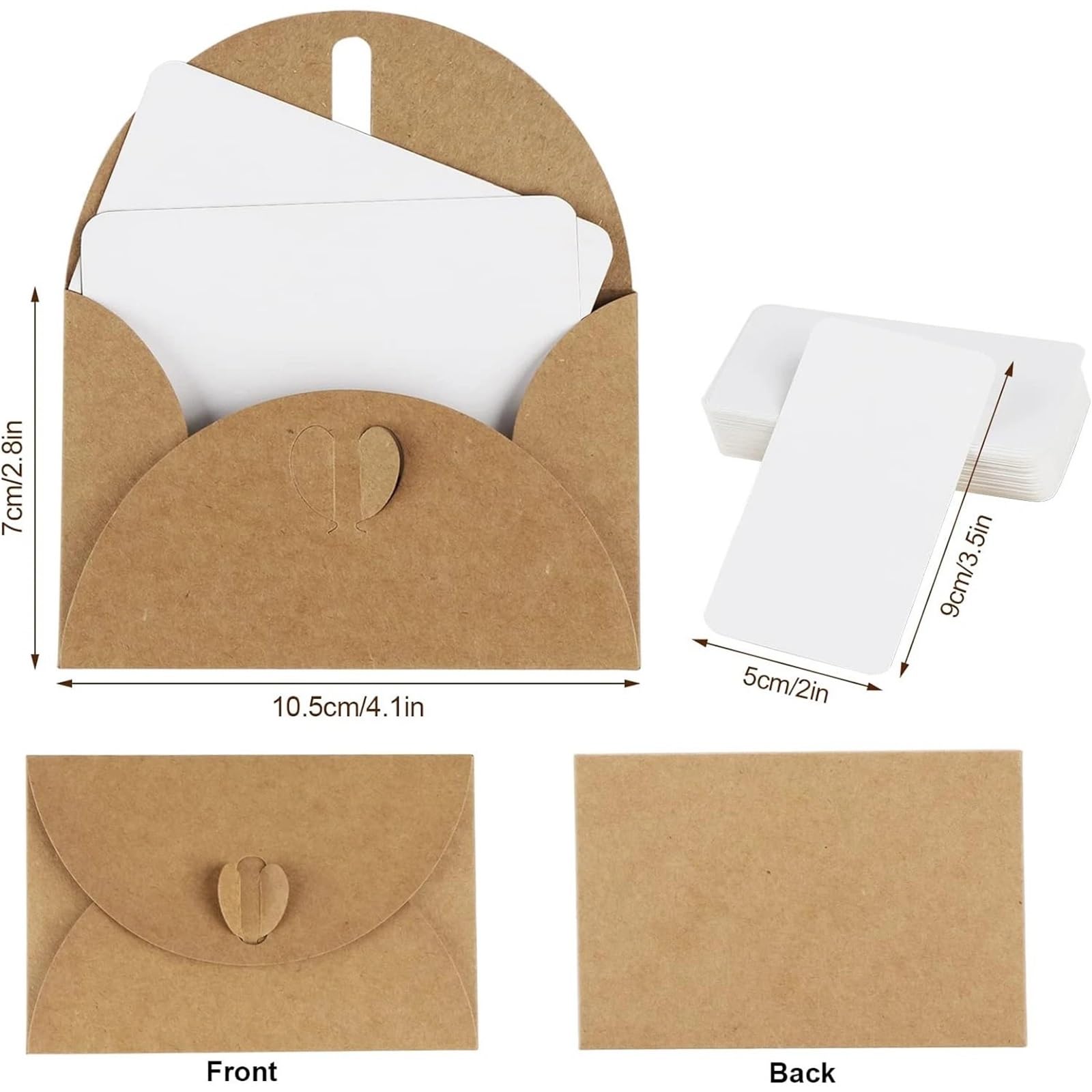 Blanko-Geschenkkarten und 40 Umschläge mit Herzverschluss, Vintage-Notiz-Set, Grußkarten für Hochzeit, Party, Einladung, 140 Stück