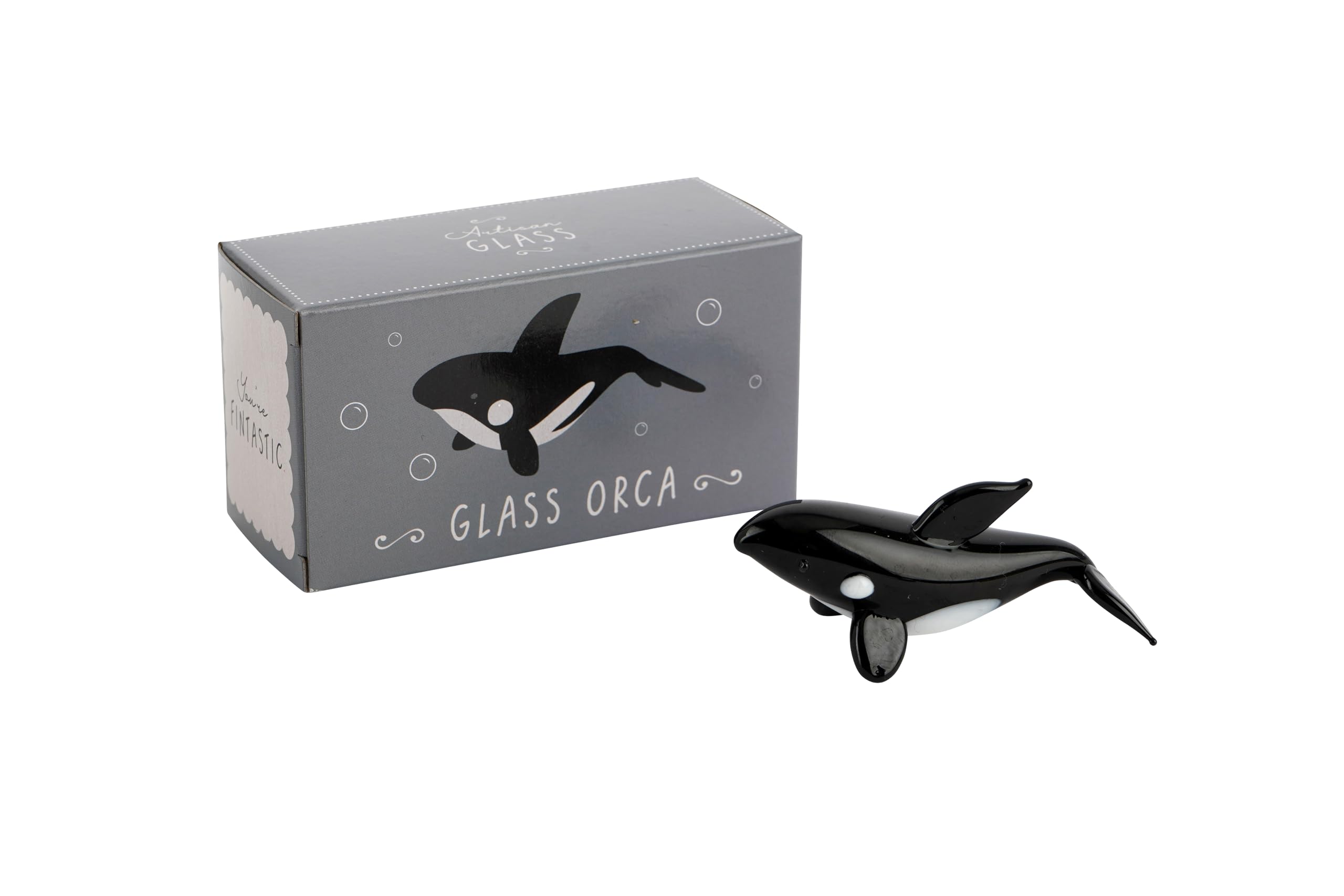 Cgb Giftware Black | Artisan Glass Orca In Gift Box | Collectible | Glass Ornament | Orca | Glass Whale | Gb08196