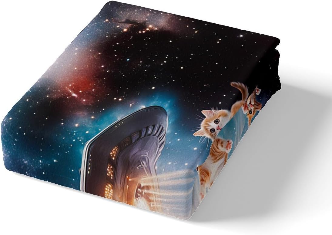 Feelyou Cat Bed Sheets Outer Space Cute Cats Sheet Set Galaxy Nebula Pet Cats Decorative Animal Bed Set Gorgeous Lovely Animals Sheets Bedroom Collection 4Pcs Full Size…