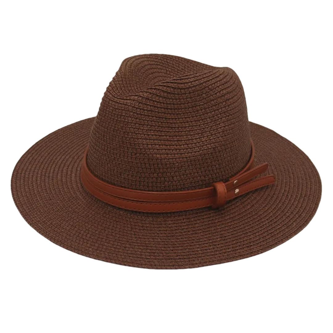 LCUVIMPEX Bucket Hats， Unisex Wide Brim Straw Panama Sun Hat Multicolor(Brown)