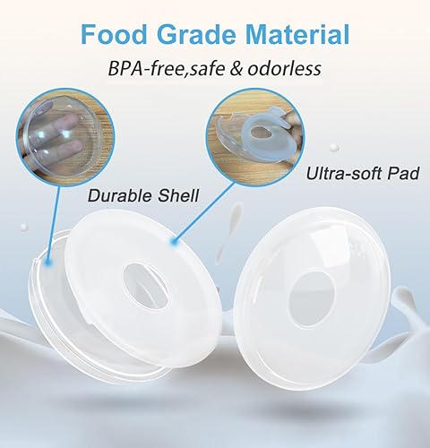 Miniatura 3 de Recolector de leche, paquete de 2 conchas reutilizables con caja portátil, almohadilla de silicona para pezones doloridos durante el ordeño o la