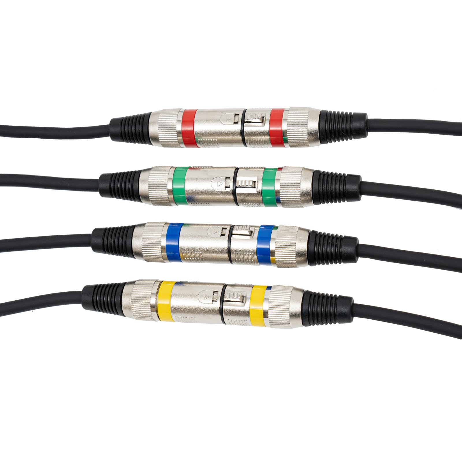 Zestaw 4 kabli Dmx 3 m, 3 piny, XLR, 3-biegunowy kabel połączeniowy Dmx, kabel sygnałowy Dmx, przyłącze sygnałowe, armata do sterowania światłem DMX, reflektor sceniczny, kolor czarny