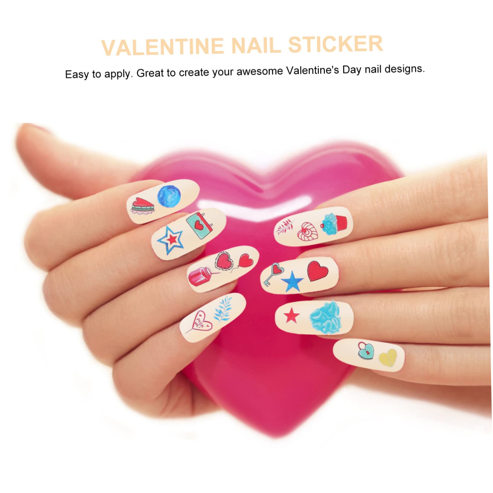 ABOOFAN Juego De 3 Calcomanías Para Uñas Con Forma De Corazón Para Labios Y Labios De San Valentín Para Uso Doméstico Y De Salón 12 Hojas X 3