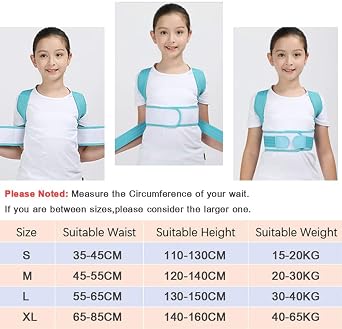 Posture Corrector Adjustable Children Back Support Belt Kids Orthopedic Corset for Kids Spine Back Lumbar Shoulder Braces Health Back Posture (Color : Blue, Size : Medium)