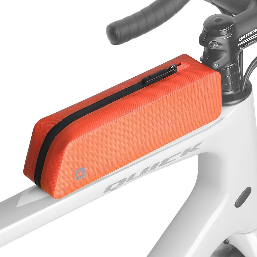 EVTSCAN Bike Bag TopTube Bag With Bolt and Belt Mounted Low Drag Road Bike Bag Riding Bag Accessory (Orange)