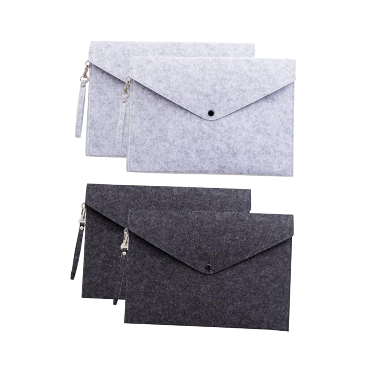 Operitacx 4pcs Felt File Folders Snap Type Folders Portable Document Storage Bags for Office School Home Use Light Grey