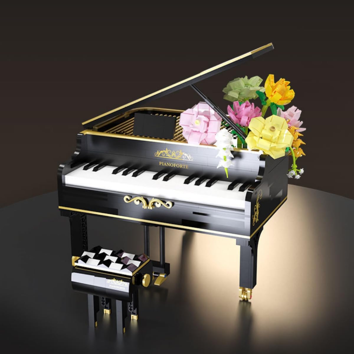 JOMIOD Set Mattoncini Pianoforte Da Concerto 1311 Pezzi - Modello Da Costruire Con Sgabello E Leggio, Giocattolo Musicale Per Adulti E Bambini